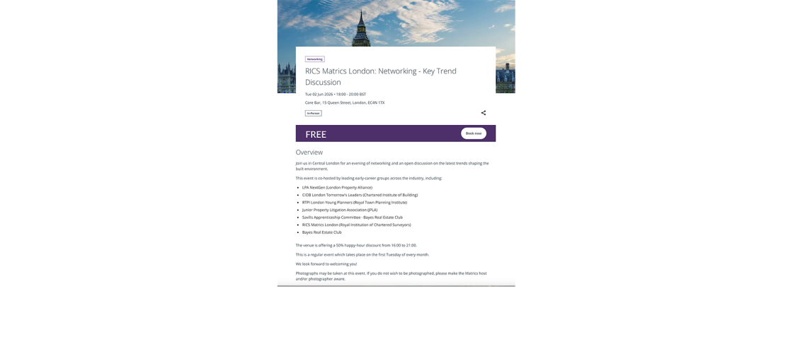 JPLA x RICS Matrics London: Networking - Key Trend Discussion